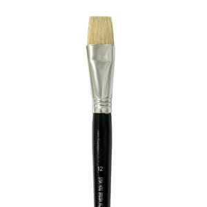 Studiepensel 579a flat 12 22mm, kort, sort, lakket skaft