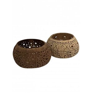 Coconut Candle Holder 9X8Cm Brown Color Flow