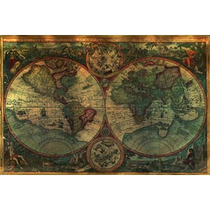 Fototapet Vinyl Orbis Terrae - Gammelt Verdenskart 360X240Cm