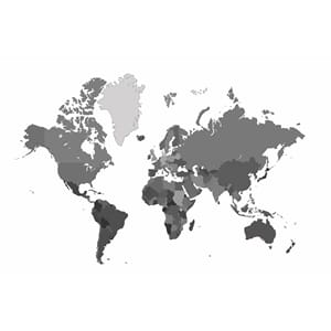 Fototapet Verdenskart Svart Hvit - Vinyltapet 360X240Cm